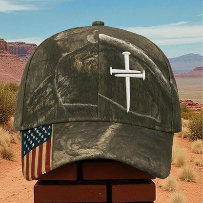 Christian Hats for Men, Three Nails Cross Embroidered Faith Baseball Cap - color: Camouflage