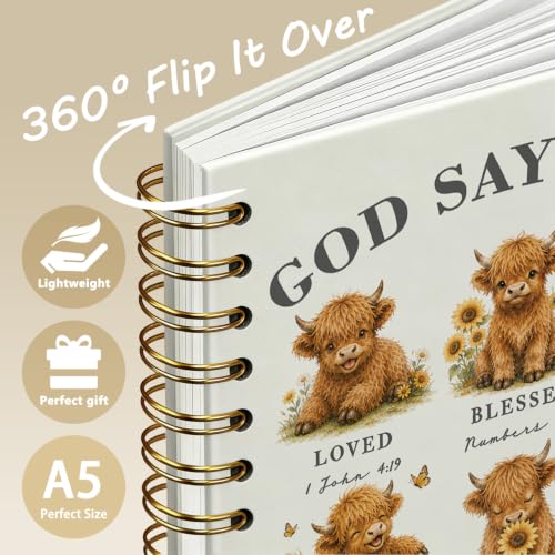 Highland Cow Gifts Cute Christian Notebook Bible Journal for Women - color: Highland Cow -(A5)