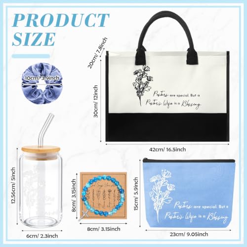 7 Pcs Pastor's Wife Appreciation Gifts Christian Set,Blue - color: Blue