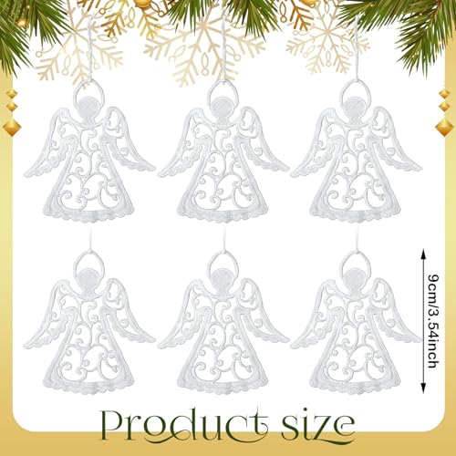 Lunmon 48 Pcs Crocheted Angel Ornaments for Christmas Tree, White Doilies - style: Angels