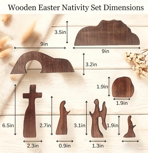 Christian Table Decor Empty Tomb Easter Scene and Cross Decoration for Home Decor, 7PCS Christian Nativity Sets & Figures Tabletop for Living Room, Console Table, Bookshelf, Tv Stand, Entryway
