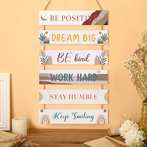 Blulu 6 Pcs Positive Quotes Wall Hanging Plaque Sign, Cute Style - style: Cute Style