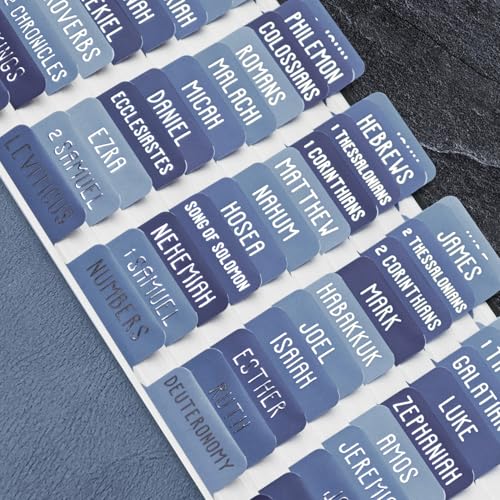 Laminated Bible Tabs for Women and Men, Gold Foil Embossed Lettering - style: Dusk Blue