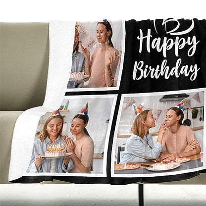 inkArts Personalized Birthday Gifts for Women, Custom Blankets with Photos, Personalized Blanket with Photos & Text, Personalized Photo Blankets - color: 5 Photo-2