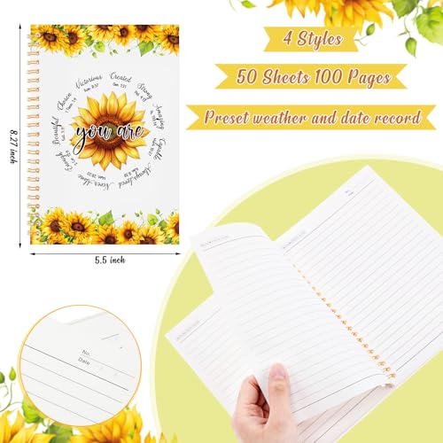 Resurhang 4 Pcs Christian Spiral Notebooks Spiral Bible Verse Notebooks Religious Journals for Women Christian Notepads Mother's Day Journal Religious Inspirational Notepads for Office Supplies - color: You Are