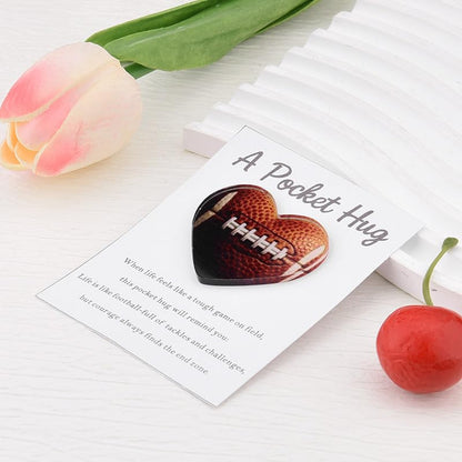 Football Pocket Hug Token Inspirational Heart Tokens for Football Players - color: Football