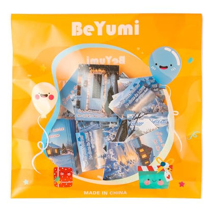 BeYumi Winter Religious Prayer Cards - 200Pcs Winter Christmas Pocket Wallet Cards Bulk with Bible Verses Inspirational Words Faith Greeting Cards for Gifts Party Sunday School Church Holiday Decor - style: Winter
