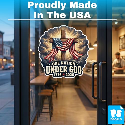 One Nation Under God America 250 Sticker Set (2 Pack) – Christian Patriotic Cross Vinyl Decals – 1776-2026 USA Faith Stickers – Waterproof America250 Collectible Decals