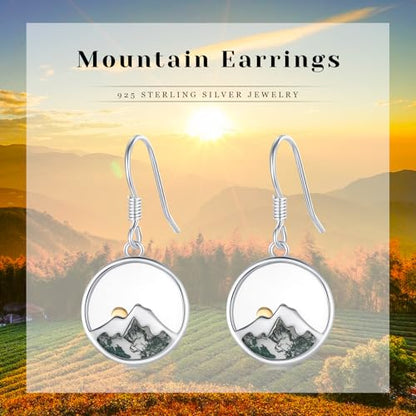 Mountain Mustard Seed Earrings for Women 925 Sterling Silver Lotus/Cross Dangle Drop Earring Christian Jewelry Outdoor Birthday Graduation Gifts - style: Mountain Moss Agate