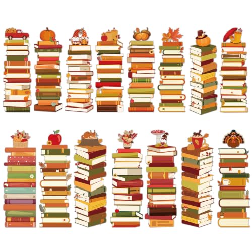 Fall Book Tracker Bookmarks - 150 Pcs Autumn Bookshelf Bookmark Pumpkin Maple Leaf Gnome Double-Sided Page Book Markers Gifts for Women Men Office Thanksgiving Reading Party Rewards Supplies - color: Autumn