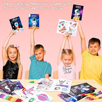 BenLouis 24 Outer Space Mini Coloring Books with 24 Crayons for Kids Bulk - style: Space