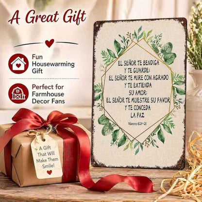 Spanish Bible Verse Blessing Aluminum Metal Sign 8 x 12 Inch