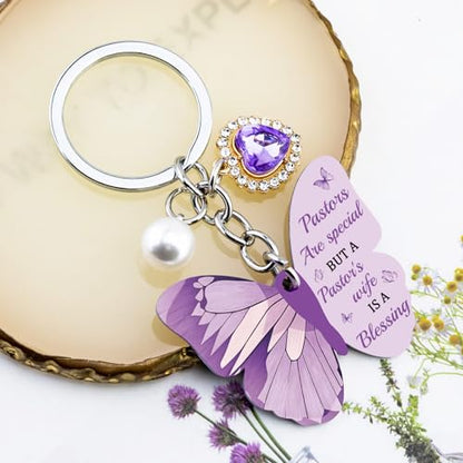 OEHEDOU Butterfly Gifts Keychain For Women Men Family Members Memorial Gift - color: Deep Purple Women