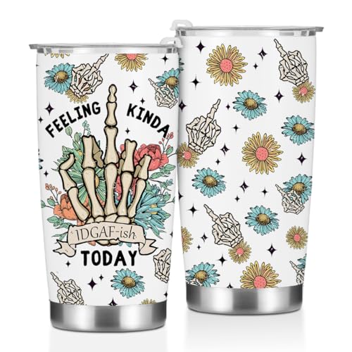 Funny Inspirational Gifts for Women Men Tumbler, Positive Western Skull Decor Gifts for Girl Friend Birthday Christmas, Coffee Mug Stainless Steel Vacuum Insulated Double Wall Travel Cup, 20oz - color: Feel Kind 1153