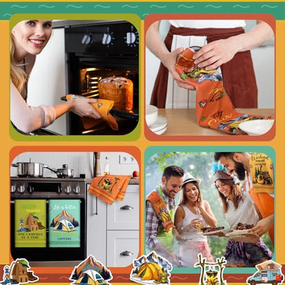Boyiee 6 Pcs Camping Kitchen Towels Absorbent Dishcloths - color: Colorful Camping