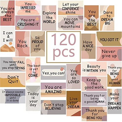 Outus 120 Pcs Motivational Encouragement Inspirational Card Boho Rainbow - style: Boho Style