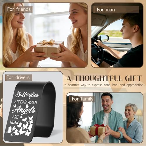 Vivopisew Angel Message Car Visor Clip, Engraved Stainless Steel Butterflies Appear When Angels Are Near, Spiritual Encouragement Gift, Angel Guardian Safe Driving Gifts for Family Friend VAA353 - color: Black-butterflies Appear When Angels Are Near