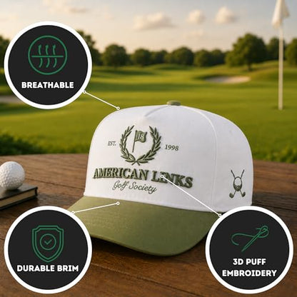 Trucker Hats for Men – Snapback Embroidered Design, Adjustable Fit – Funny Golf Hats, Fishing & Casual Wear - color: American Links