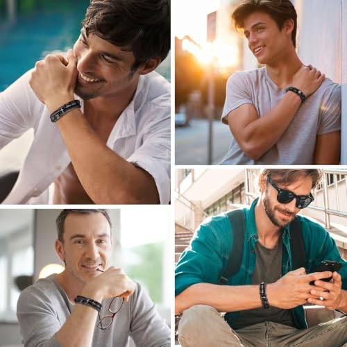 Christian Brown Leather Bracelet for Men - Double-Row Braided Leather Faith Cross Bracelets Bangle Religious Baptism Inspirational Bible Verse Jewelry Gift for Young Men Teenage, Adjustable Wristband - color: Custom Text Here
