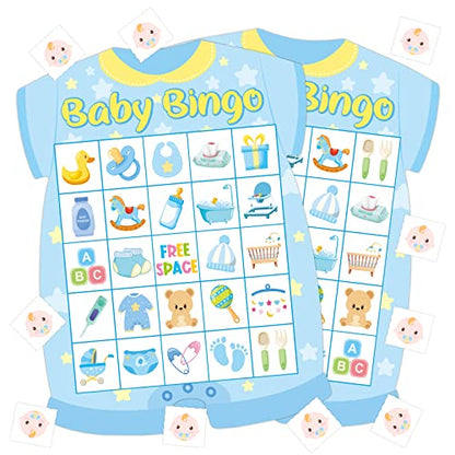 Baby Shower Bingo Cards - 24 Guests Blue Newborn Bingo for Baby Shower Party Supplies - color: Baby Bingo