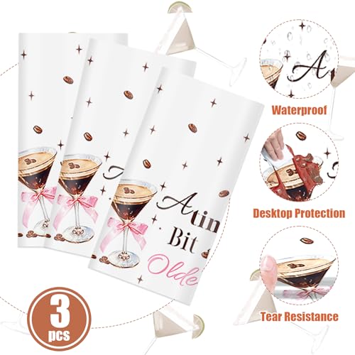 3 Pcs Espresso Martini Tablecloths, Disposable A Tini Bit Older Table Cover - color: Espresso Martini