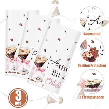 3 Pcs Espresso Martini Tablecloths, Disposable A Tini Bit Older Table Cover - color: Espresso Martini