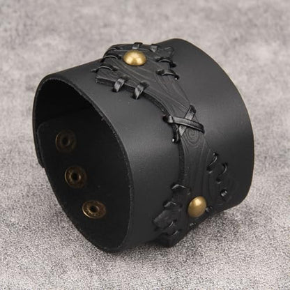 Jeilwiy Punk Rock Gothic Black Rivet Leather Spiked Necklace Collar Neckband Leather Choker Necklace for Women Mom Gifts Adjustable - color: 07 Leather Cuff Bracelet Black