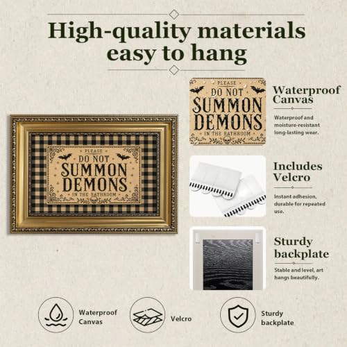 Gold Framed Please Do Not Summon Demons In The Bathroom Wall Art 9X11 in - color: Gothic Bathroom 1, size: 11"L x 9"W