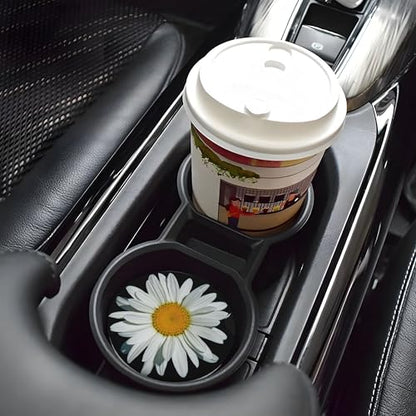 Daisy Flower Car Cup Holder Coasters 2 Pack 2.63" for Women - color: Clear
