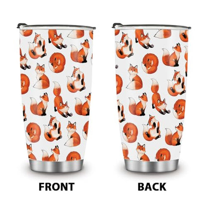 WIRESTER 20 OZ Stainless Steel Tumbler With Lid, Double Wall Vacuum Insulated Tumbler, Coffee Travel Mug Cup for Hot Cold Drinks - Red Fox Funny Playful Postures - color: Red Fox Funny Playful Postures