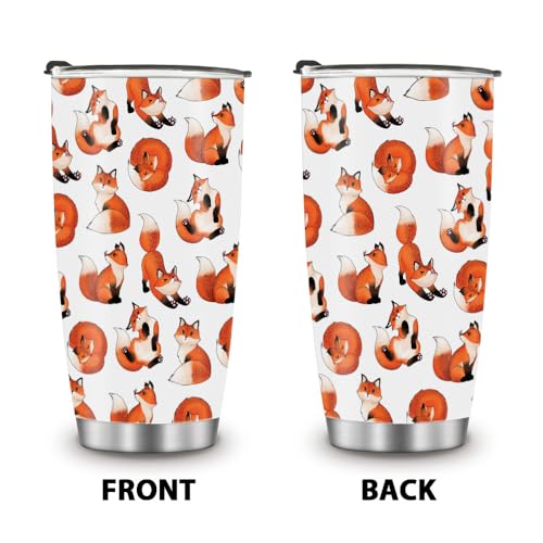 WIRESTER 20 OZ Stainless Steel Tumbler With Lid, Double Wall Vacuum Insulated Tumbler, Coffee Travel Mug Cup for Hot Cold Drinks - Red Fox Funny Playful Postures - color: Red Fox Funny Playful Postures