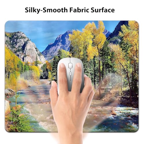 Colorado Rocky Mountain Mouse Pad, Forest River Summer Idyllic Desk Mat - color: Sky Blue