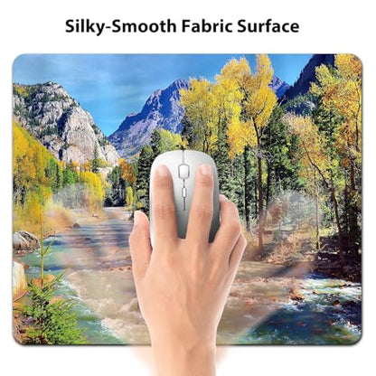 Colorado Rocky Mountain Mouse Pad, Forest River Summer Idyllic Desk Mat - color: Sky Blue