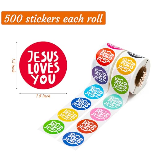 Jesus Love You Stickers, 1000pcs Christian Religious Sticker 2 Rolls - style: Jesus Love You