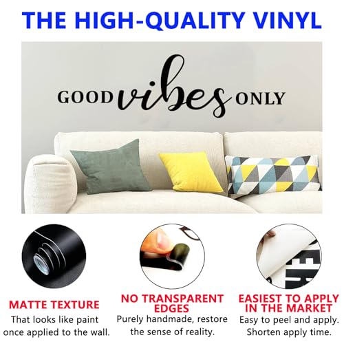 SEATUNE Office Quotes Wall Decals - Inspirational Positive Motivational Wall Stickers - School Classroom Workplace Home Vinyl Art Wall Decor - Good Vibes Only 25"X7" - color: Good Vibes Only, size: Small