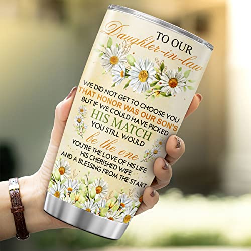 CUBICER Personalized Coffee Tumbler Cute Daisies Flowers Custom Name To Daughter In Law Insulated Travel Mug Inspirational Birthday Gifts For Women From Mom Stainless Steel Cups - color: Daisies