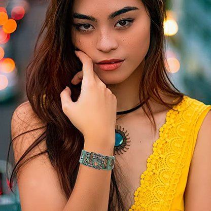 Madison Tyler Religious Prayer Bracelet For Women - style: Gold Plated/Silver Plated/Rose Gold Plated Patina Turquoise Stretch Heart Star Love Wish Bracelet