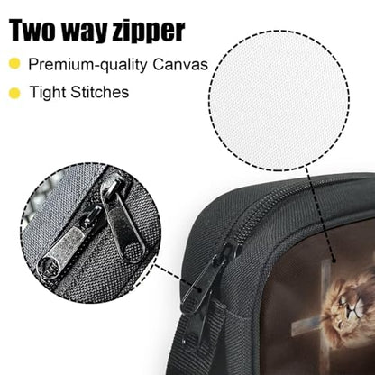 Lion with Cross Print Bible Cover for Men,Brown Bible Case Fashion Bible Bag with Handle - color: Lion With Cross