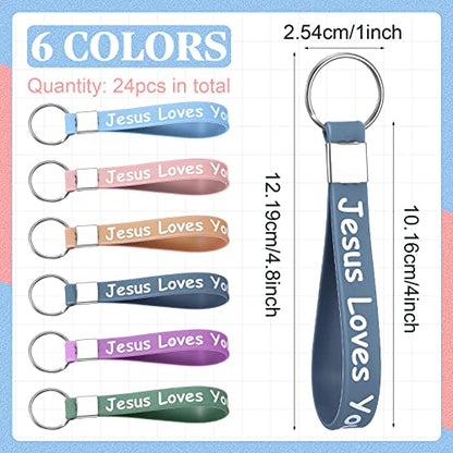 Yinkin 24 Pack Jesus Loves You Keychains, Christian Gifts for Church Vbs