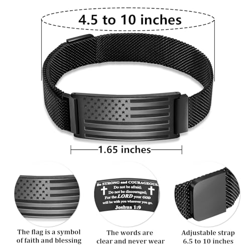 DuoDiner Cross Bracelet for Men Gifts Christian Confirmation Baptism Gifts - color: Black, size: Flag-Baptism