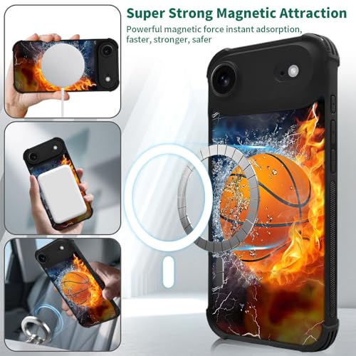 DAIZAG Case for iPhone 17 Air,[Compatible with Magsafe] Air-Guard Corners Shockproof Soft Phone Cover for Boy Men Gift,Ice Fire Basketball - color: Ice Fire Basketball, size: iPhone 17 Air