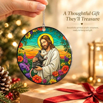Jesus Ornaments for Christmas Tree, Jesus Hugging Possum Ornament 2026 - color: Jesus Opposum