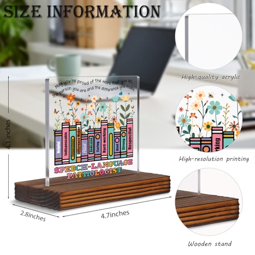 Speech-Language Pathologist Gift for SLP Week or End of School Year, Inspirational Book Stack Desk Sign with Positive Traits, Thank You Plaque for Therapy Office or Classroom Decor EC294 - style: Speech-Language Pathologist Gift
