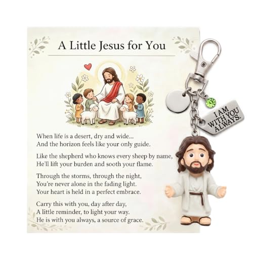Angyape A Little Jesus for You - Mini Jesus Keychain Backpack Bag Charms Birthstone Charm Inspirational Christian Faith Gifts - color: H：august