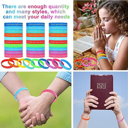 Estune 120 Pcs Bible Verse Bracelets Christian Wristbands, Bright Color - color: Bright Color