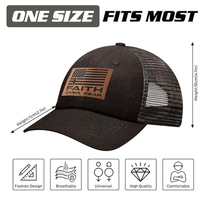 Christian Hats for Men Women, Faith Over Fear Hat - color: Coffee