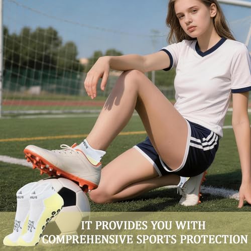 Christian Soccer Socks,Cross Grip Anti Slip Religious Football Socks with Rubber Dots for Youth and Men - color: 6 Pcs Yellow(women's )