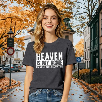 Christian Shirts for Women Bible Verse Faith Heaven is My Home Tee - color: Grey, size: X-Large