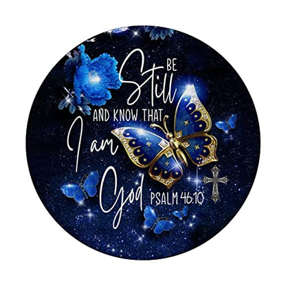 Religious Be Still & Know That I Am God Blue Butterfly Art PopSockets Adhesive PopGrip - style: Adhesive PopGrip