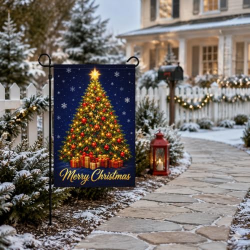 Louise Maelys Merry Christmas Tree Garden Yard Flag 12x18 Inch Small - color: Multi-7